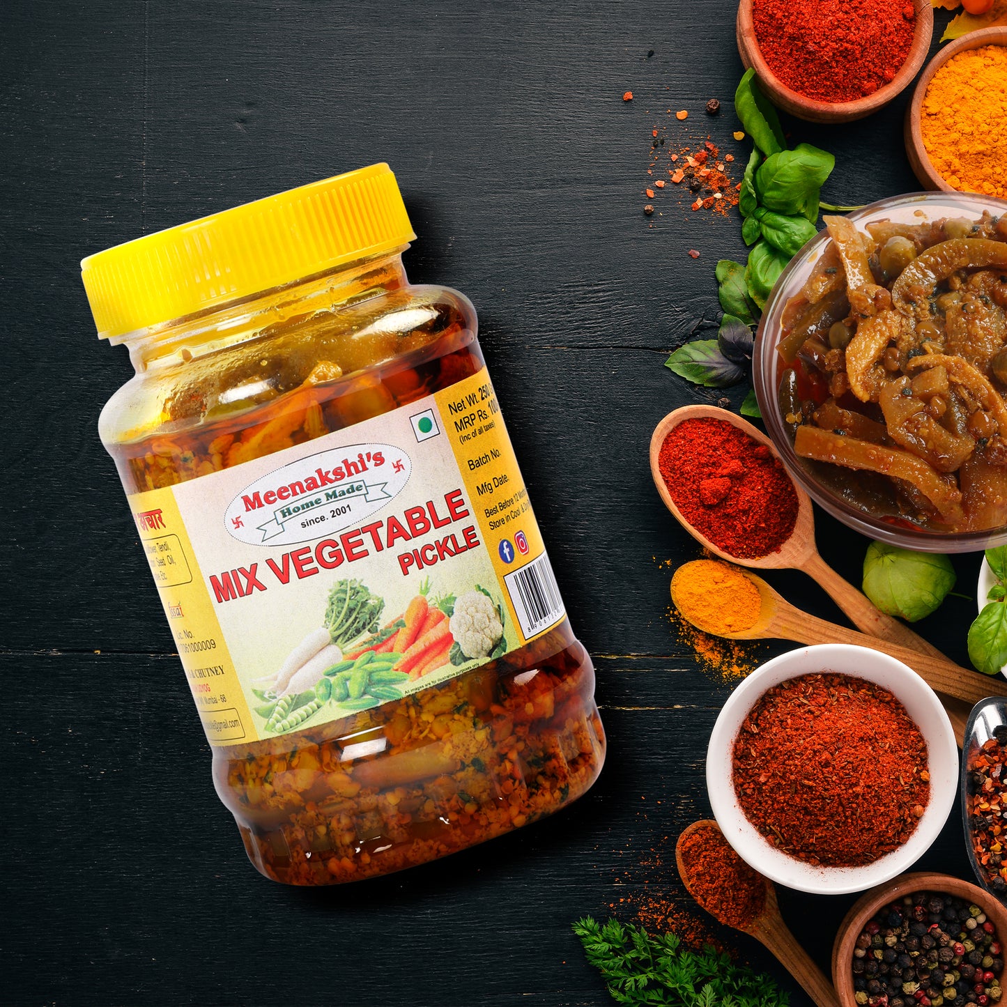 MEENAKSHI'S Homemade MIX VEGETABLE Pickle I 100% Natural I Indian Taste I Hygienically Packed I 250 g