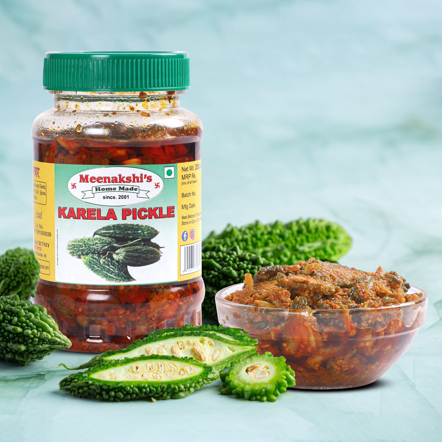 MEENAKSHI'S Homemade KARELA Pickle I 100% Natural I Indian Taste I Hygienically Packed I 250 g