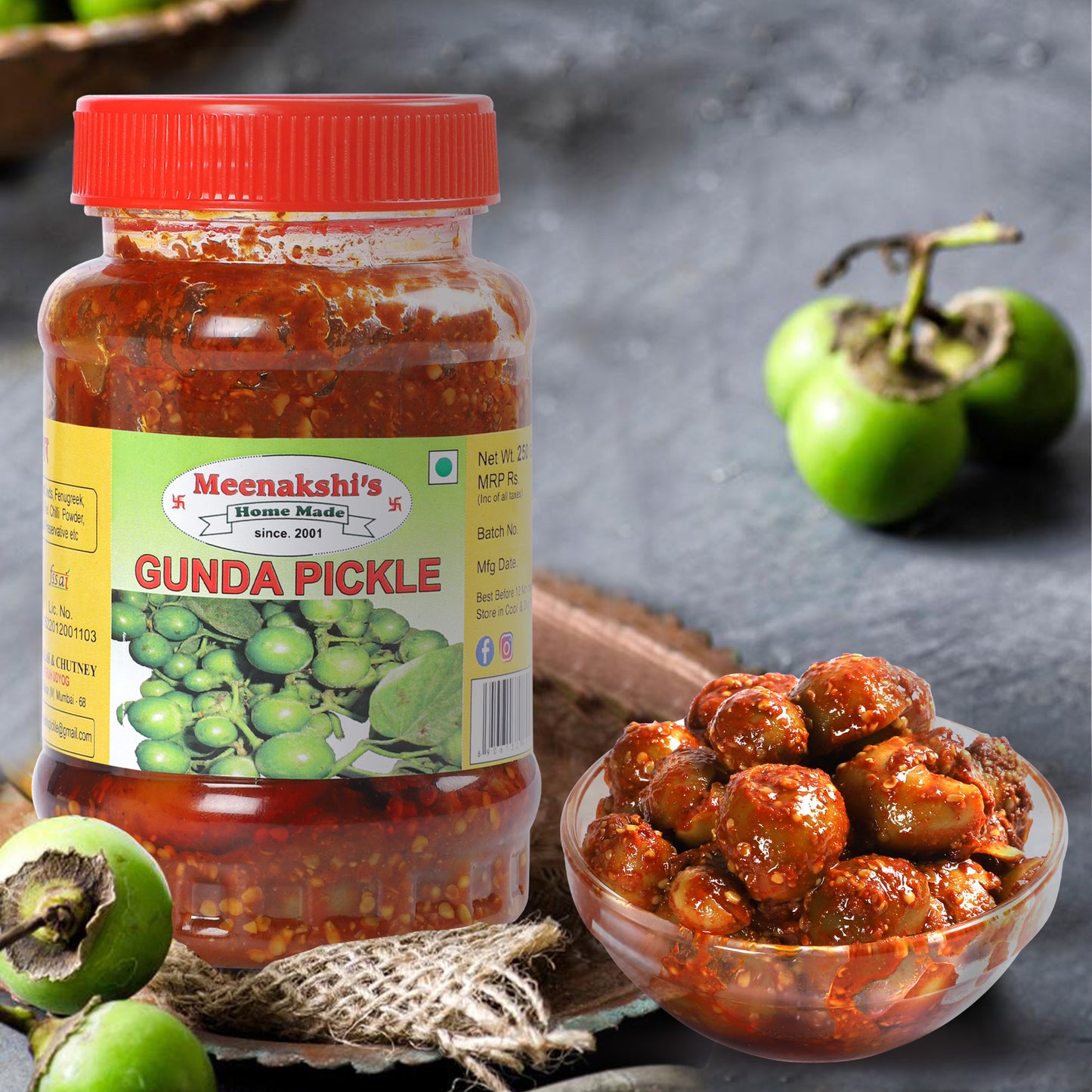 MEENAKSHI'S Homemade GUNDA Pickle I 100% Natural I Indian Taste I Hygienically Packed I 250 g
