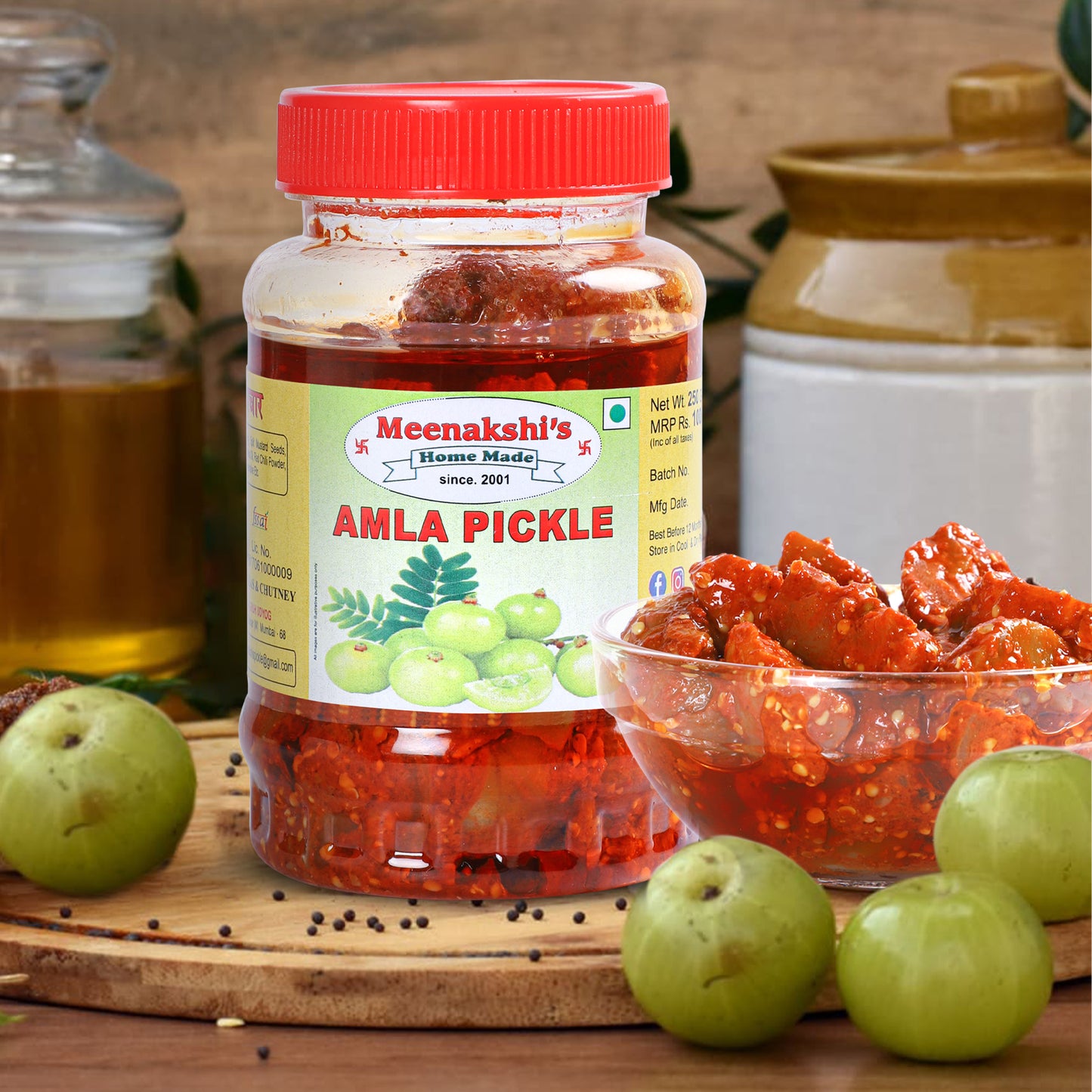 MEENAKSHI'S Homemade AMLA Pickle I 100% Natural I Indian Taste I Hygienically Packed I 250 g