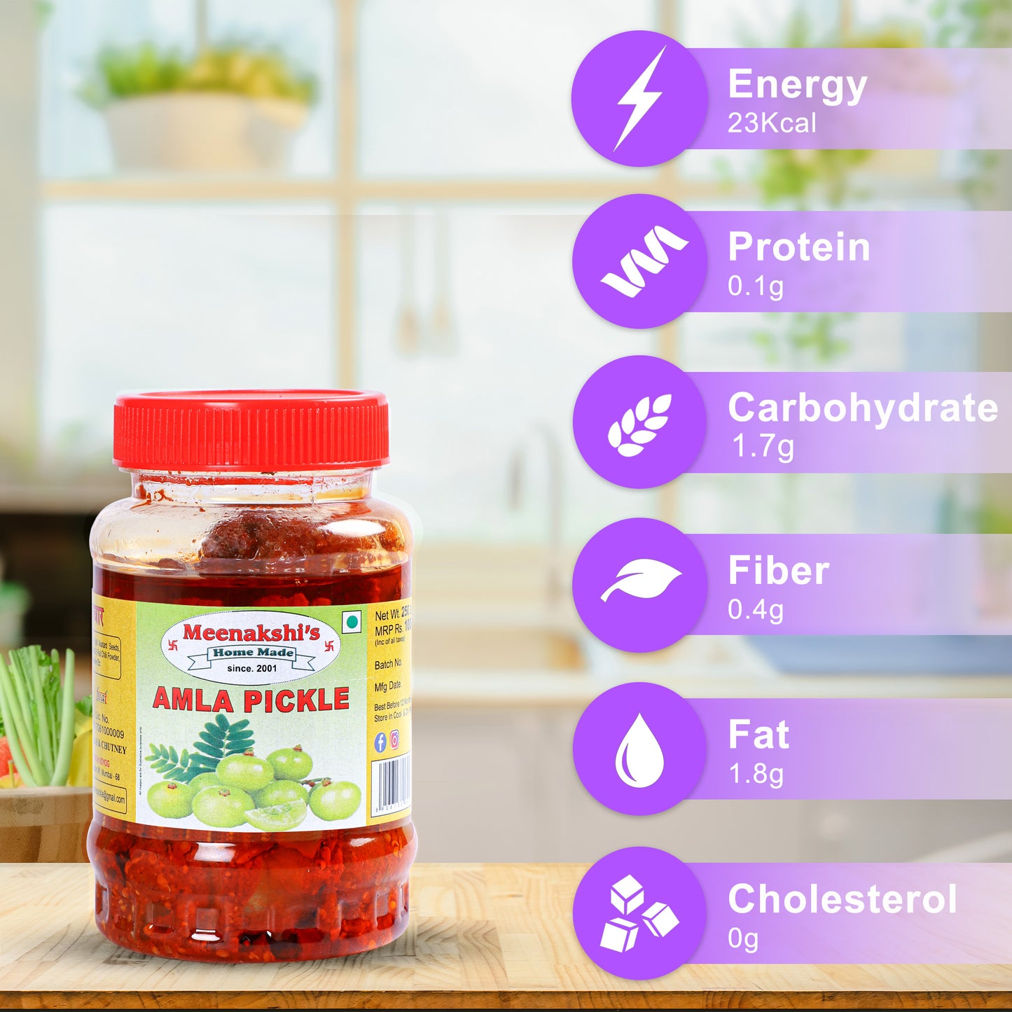 MEENAKSHI'S Homemade AMLA Pickle I 100% Natural I Indian Taste I Hygienically Packed I 250 g