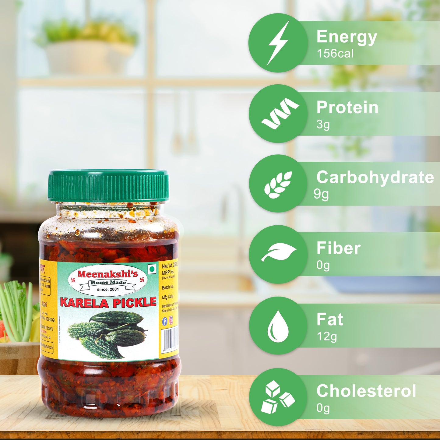 MEENAKSHI'S Homemade KARELA Pickle I 100% Natural I Indian Taste I Hygienically Packed I 250 g