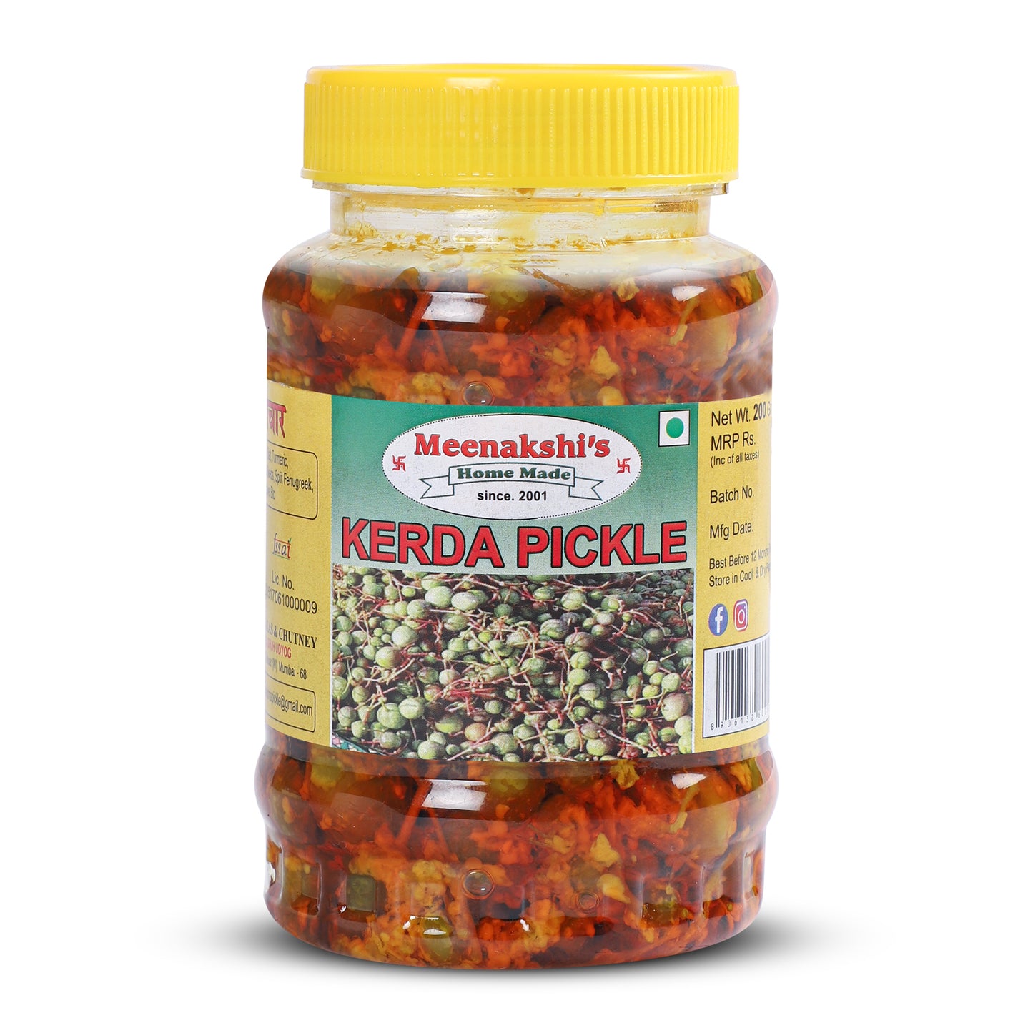MEENAKSHI'S Homemade KERDA Pickle I 100% Natural I Indian Taste I Hygienically Packed I 200 g
