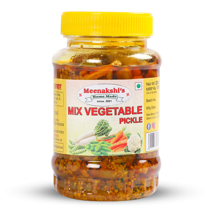 MEENAKSHI'S Homemade MIX VEGETABLE Pickle I 100% Natural I Indian Taste I Hygienically Packed I 250 g