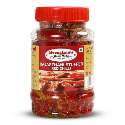 MEENAKSHI'S Homemade RAJASTHANI STUFFED RED CHILLI Pickle I 100% Natural I Indian Taste I Hygienically Packed I 250g