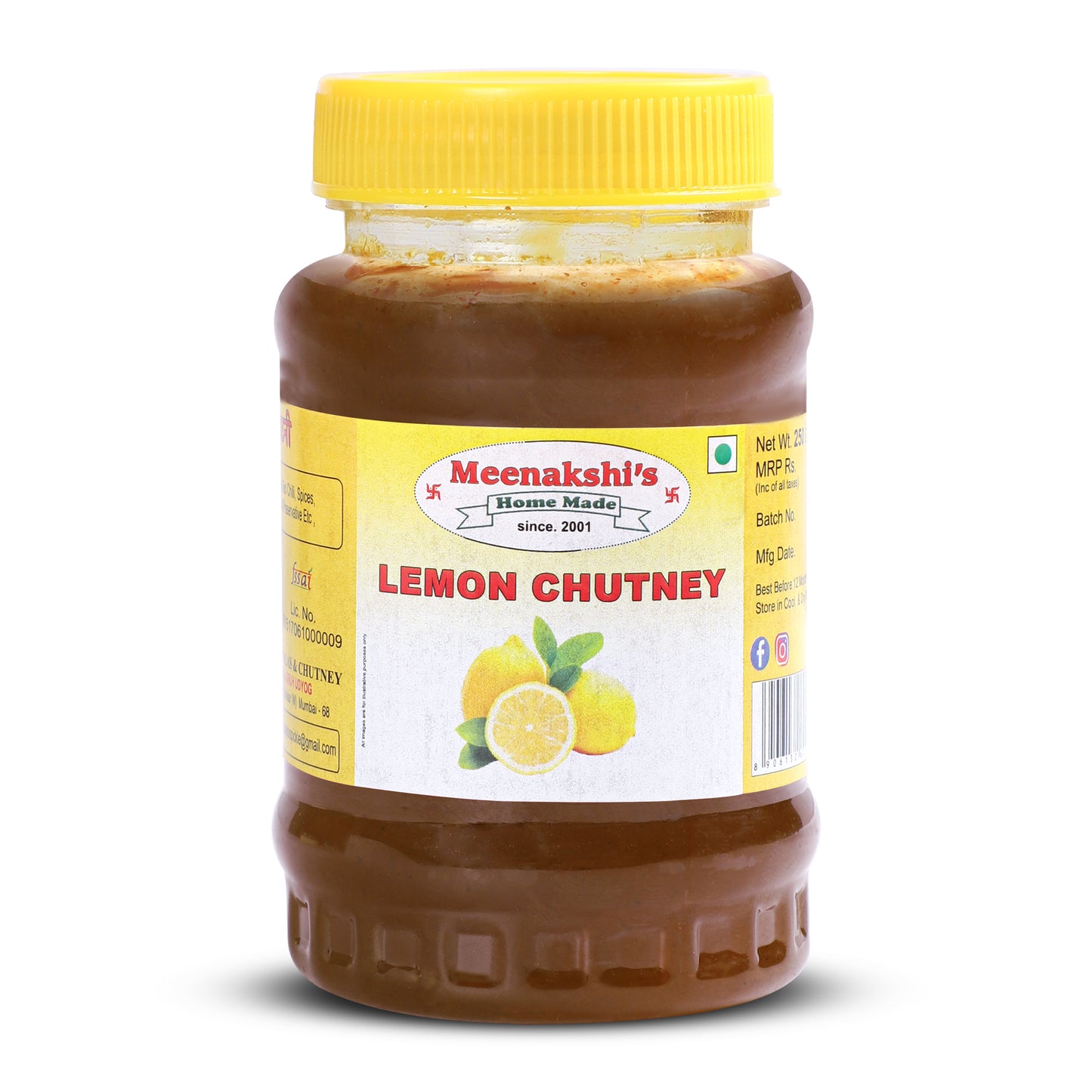 MEENAKSHI'S Homemade LEMON CHUTNEY Pickle I 100% Natural I Indian Taste I Hygienically Packed I 250 g