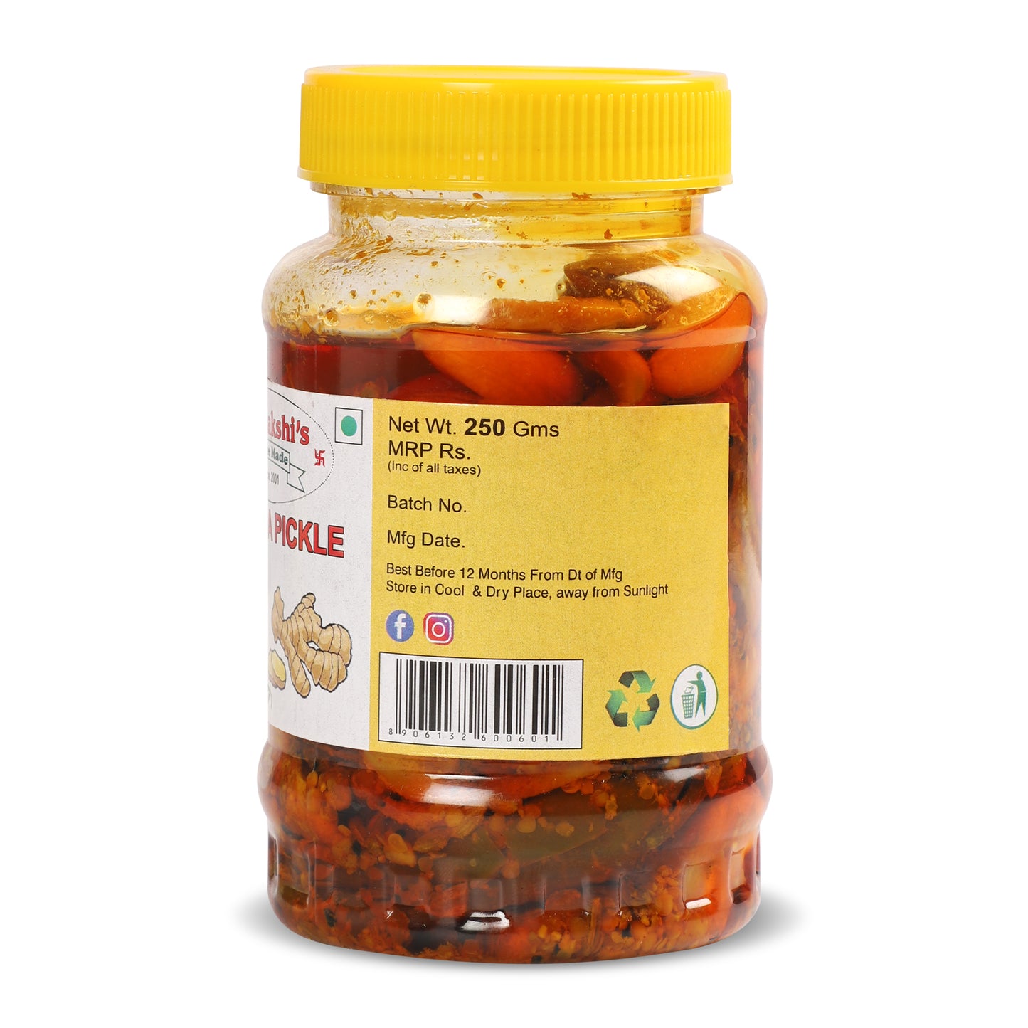 MEENAKSHI'S Homemade TIRANGA Pickle I 100% Natural I Indian Taste I Hygienically Packed I 250 g
