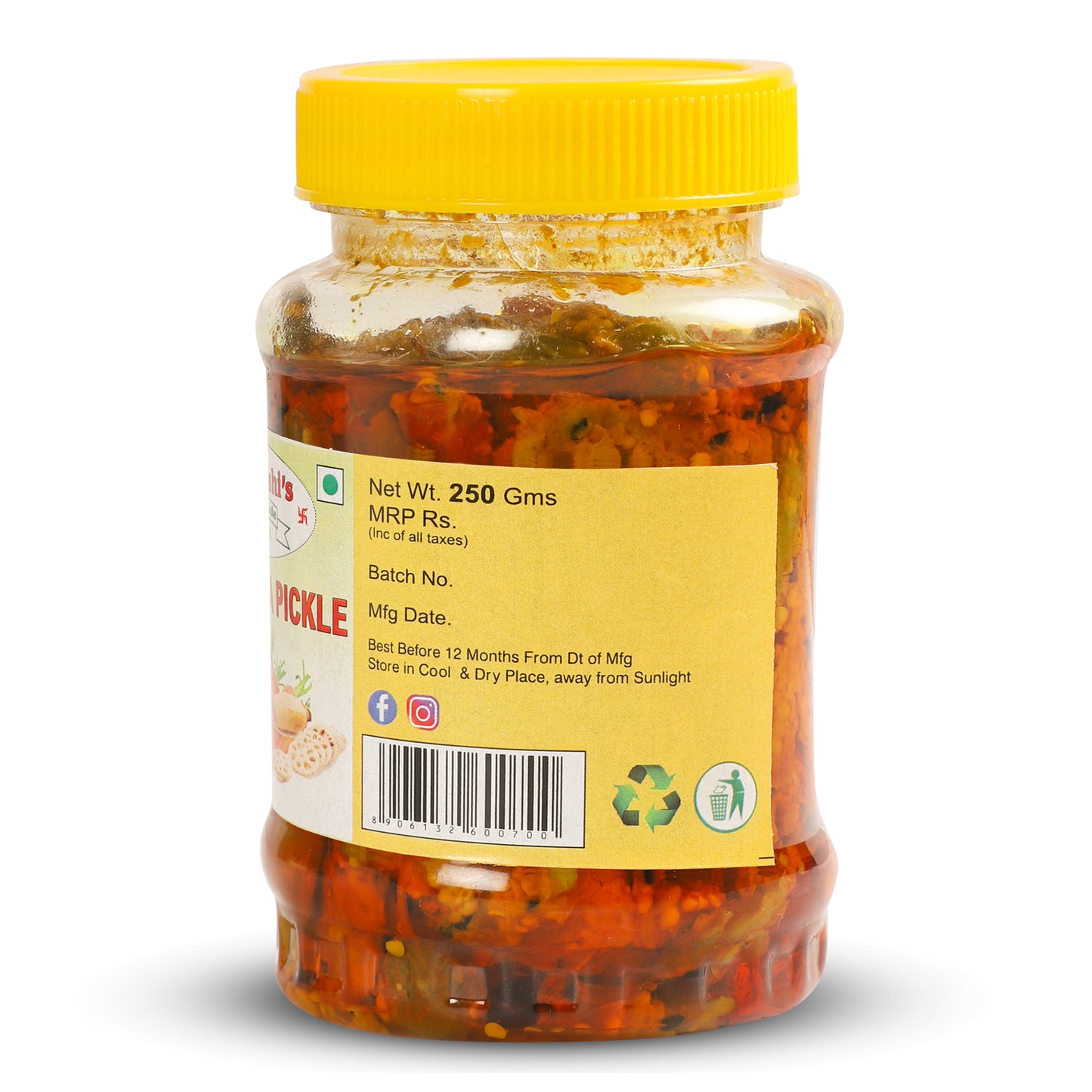 MEENAKSHI'S Homemade PACHRANGA Pickle I 100% Natural I Indian Taste I Hygienically Packed I 250 g