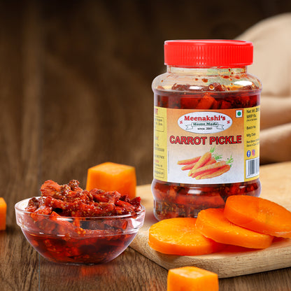 MEENAKSHI'S Homemade CARROT Pickle I 100% Natural I Indian Taste I Hygienically Packed I 250 g