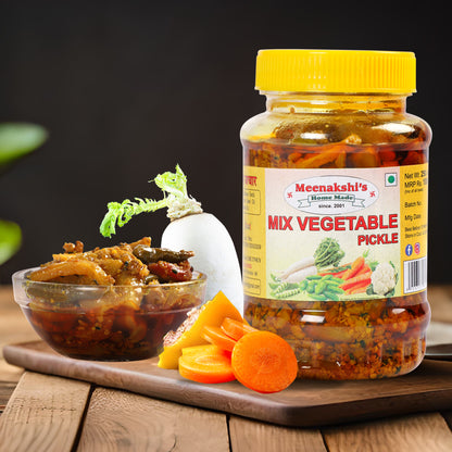 MEENAKSHI'S Homemade MIX VEGETABLE Pickle I 100% Natural I Indian Taste I Hygienically Packed I 250 g