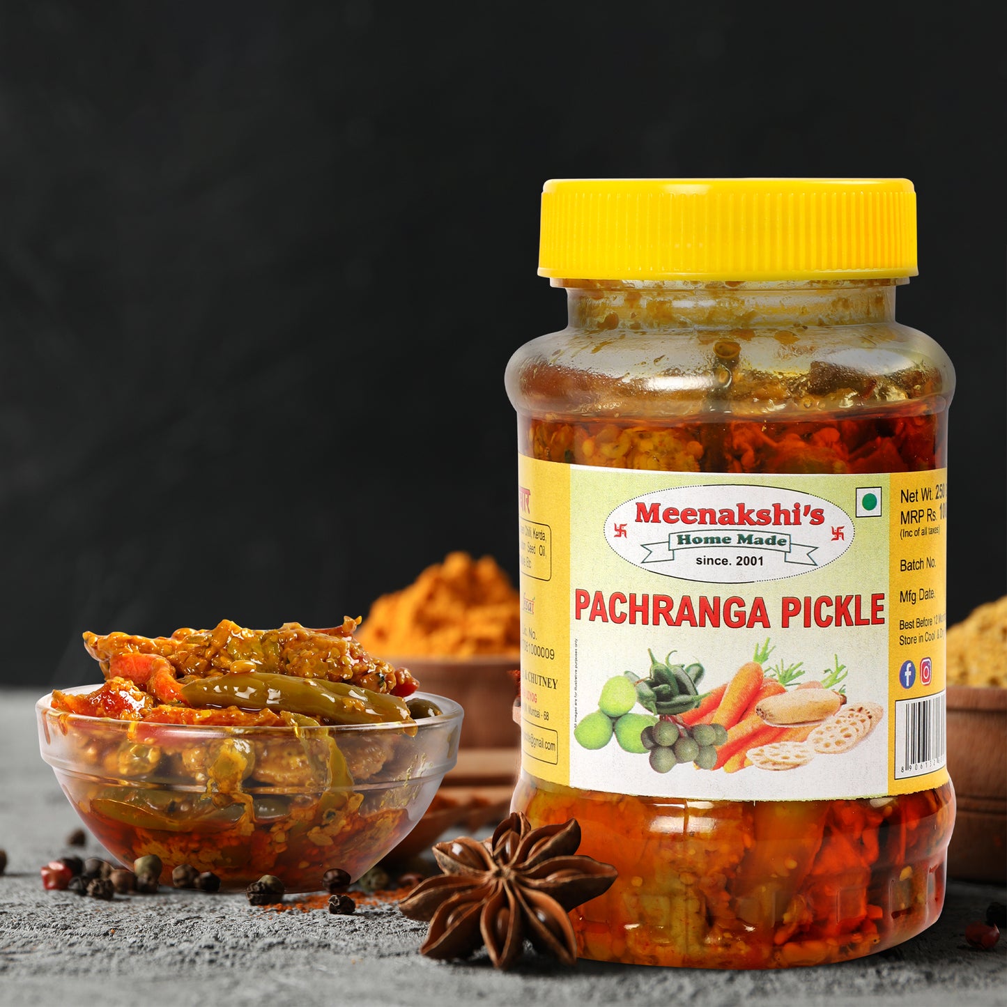 MEENAKSHI'S Homemade PACHRANGA Pickle I 100% Natural I Indian Taste I Hygienically Packed I 250 g