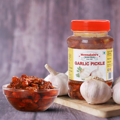 MEENAKSHI'S Homemade GARLIC Pickle I 100% Natural I Indian Taste I Hygeinically Packed I 250 g