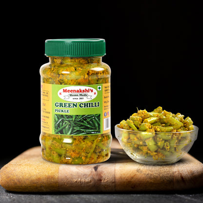 MEENAKSHI'S Homemade GREEN CHILLI Pickle I 100% Natural I Indian Taste I Hygienically Packed I 250 g
