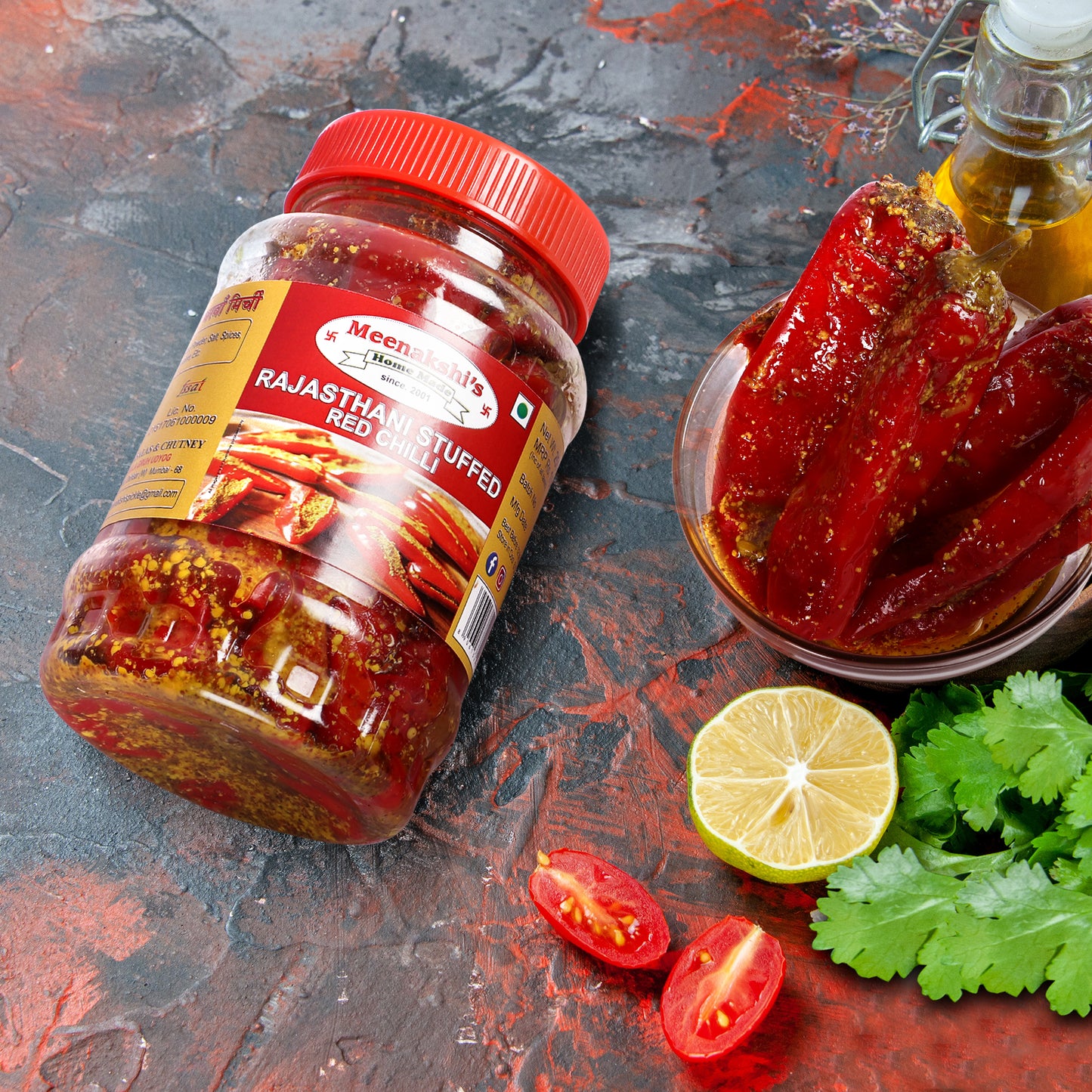 MEENAKSHI'S Homemade RAJASTHANI STUFFED RED CHILLI Pickle I 100% Natural I Indian Taste I Hygienically Packed I 250g