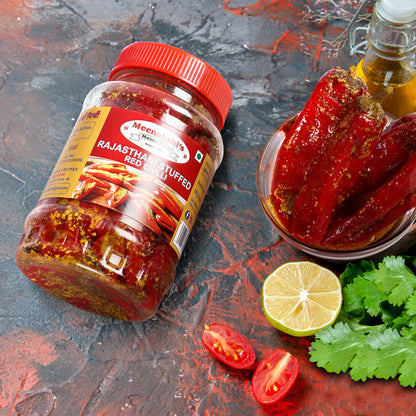 MEENAKSHI'S Homemade RAJASTHANI STUFFED RED CHILLI Pickle I 100% Natural I Indian Taste I Hygienically Packed I 250g