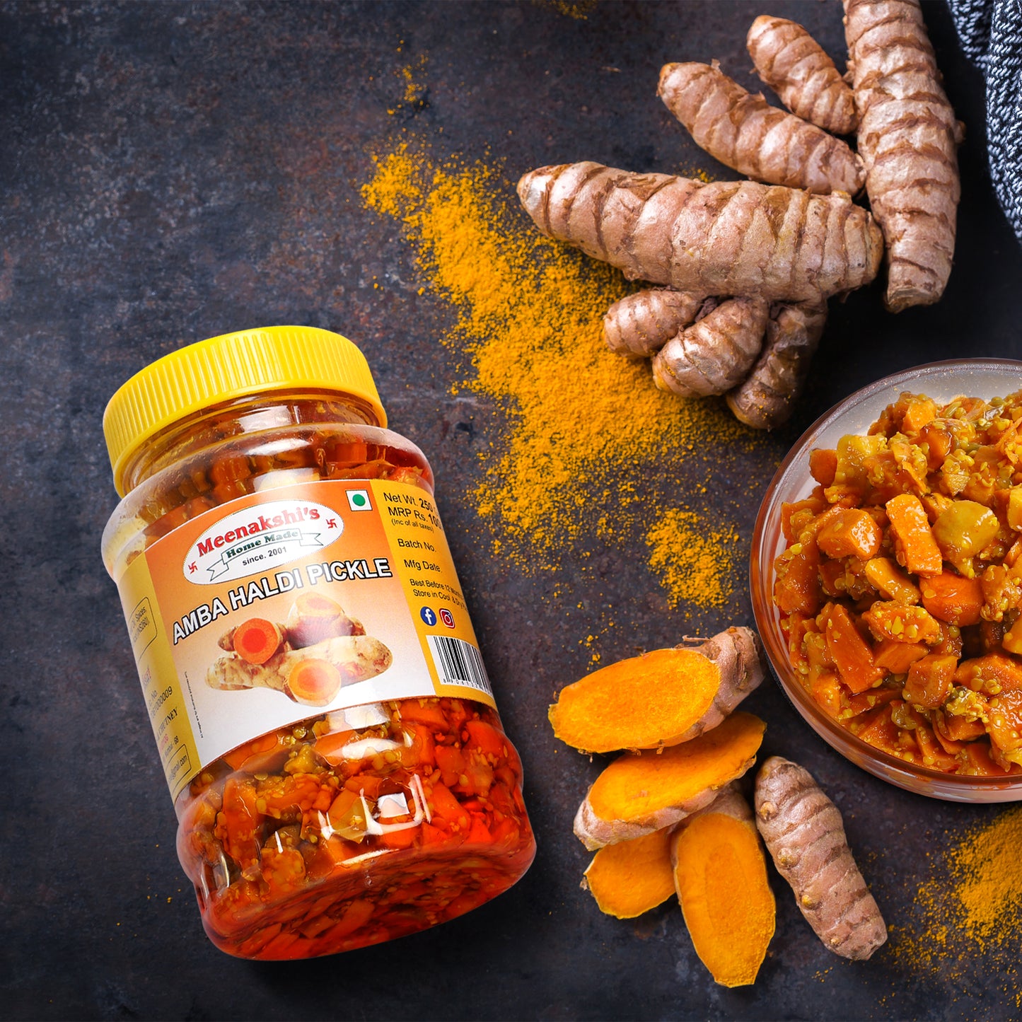 MEENAKSHI'S Homemade AMBA Haldi Pickle I 100% Natural I Indian Taste I Hygienically Packed I 250 g