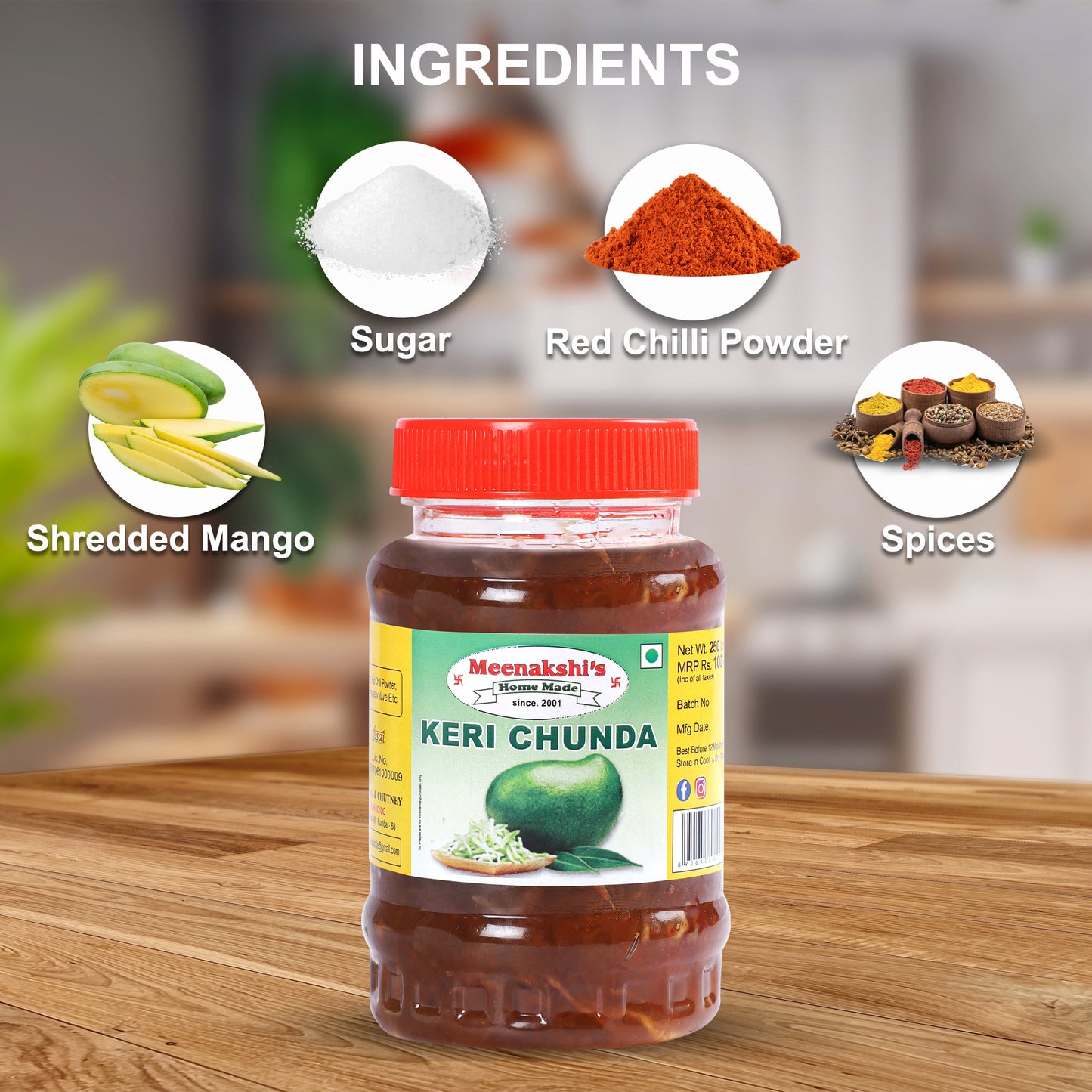 MEENAKSHI'S Homemade KERI CHUNDA Pickle I 100% Natural I Indian Taste I Hygienically Packed I 250 g