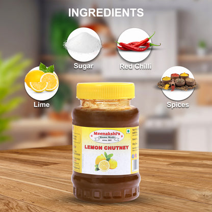 MEENAKSHI'S Homemade LEMON CHUTNEY Pickle I 100% Natural I Indian Taste I Hygienically Packed I 250 g