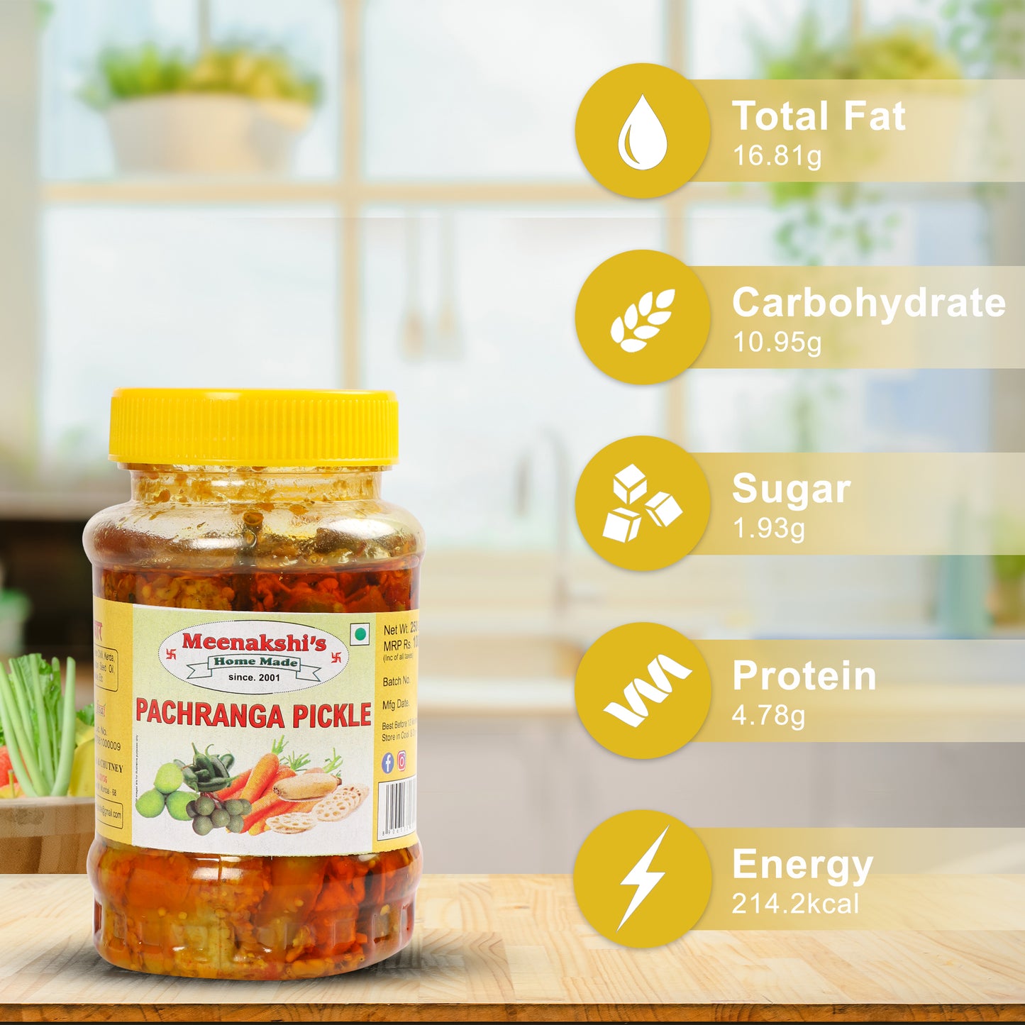 MEENAKSHI'S Homemade PACHRANGA Pickle I 100% Natural I Indian Taste I Hygienically Packed I 250 g