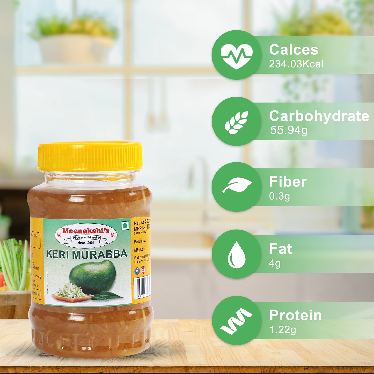 MEENAKSHI'S Homemade KERI MURABBA Pickle I 100% Natural I Indian Taste I Hygienically Packed I 250 g